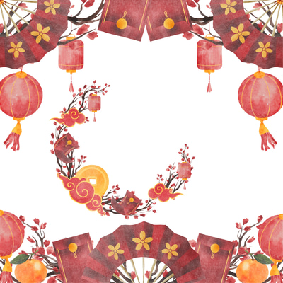 Burgundy White Chinese New Year Watercolor Invite - Elegant Holiday Card Design for Festive Greetings and Celebrations