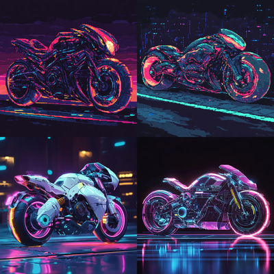 Futuristic Motorcycle Pixel Art - Retro-Inspired Pixel Art Vehicles for Game Developers and Digital Artists