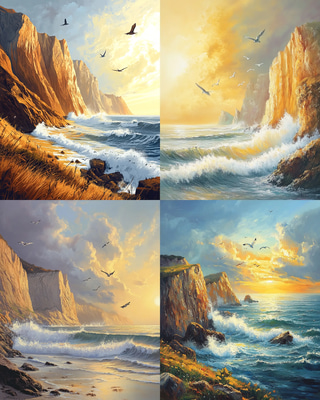 Summer Coastal Cliffs - Serene Landscape Art for Tranquil Nature Scenes and Creative Decor