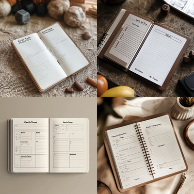 Earth Tone Fitness Essentials Brown Minimalist Planner - Streamlined Wellness Organizer for Active Lifestyles and Goal Tracking