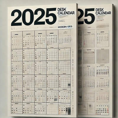 2025 Desk Calendar Template - Modern Grid Style - Sleek and Customizable Calendar for Business and Personal Planning