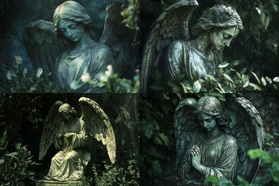 Cracked Gothic Angel Statue - Digital Wall Art - Moody Horror Gothic Canvas for Dark Themed Interiors and Creative Spaces