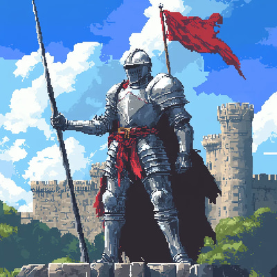 Knight in Shining Armor Pixel Art - Vibrant Pixel Character Art for Game Developers and Digital Creators 2025
