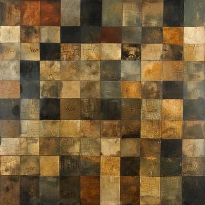 Cubist Abstract Grid - Muted Earth Tones - Contemporary Abstract Expressionism Art for Modern Interiors and Creative Spaces