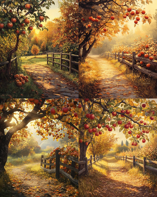 Orchard Landscape - Serene Rural Landscape Art for Tranquil Home and Office Decor