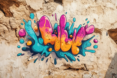 Fluid Bubble Throw-Up - Vibrant Graffiti Art for Urban Creatives and Street Style Projects
