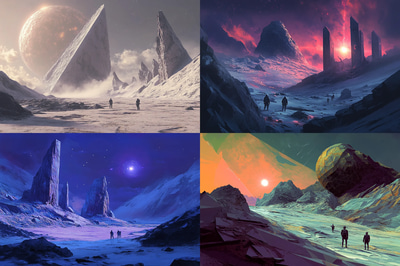 Barren Exoplanet with Strange Rock Formations - Digital Art - Sci-Fi Outworldly Illustration for Futuristic Creative Projects
