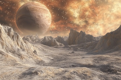 Alien Moon Surface - Immersive Sci-Fi Digital Art of Otherworldly Planetary Landscapes for Creators and Visionaries