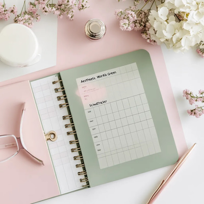 Aesthetic Work Flow Pink Green Schedule Tracker - Stylish Project Planning and Task Management for Professionals