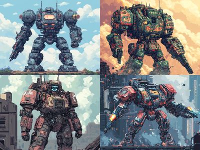 Sci-Fi Mech Suit Pixel Art - Retro Pixel Art Vehicles for Game Developers and Creative Projects
