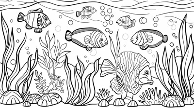 Angelfish Coloring Page - Artistic Underwater Marine Life Illustration for Creative Relaxation and Educational Fun