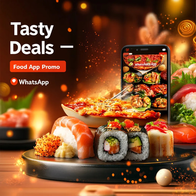 Tasty Deals Food App Promo WhatsApp Image - Engaging Social Media Template for Marketing & Promotions