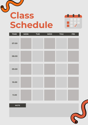 Class Block Grey Minimalist Schedule - Sleek Academic Planner for Organized Study and Efficient Time Management