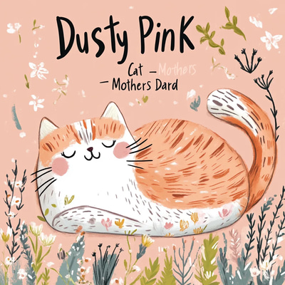 Dusty Pink Cat Mothers Day Card - Elegant Floral Mother's Day Greeting for Heartfelt Family Celebrations