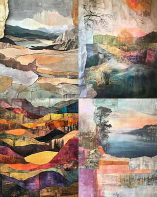 Abstract Landscape Collage - Textured Modern Wall Art - Contemporary Multimedia Collage for Creative Interiors and Designers