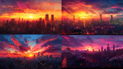 Cityscape Sunset Vibrancy - Vibrant Landscape Art for Urban Serenity and Creative Spaces 2025-2026