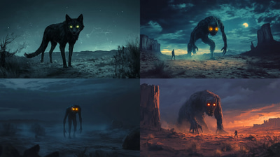 Skinwalker Shapeshifter in Shadows - Dark Urban Legends Art for Horror Creators and Atmospheric Projects