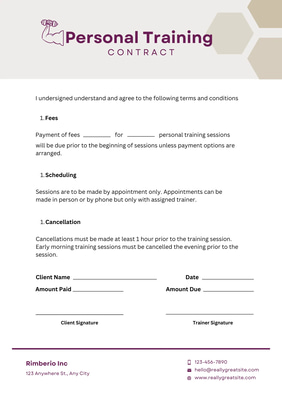 Personal Trainer Service Contract - Professional Business Agreement Template for Fitness Entrepreneurs