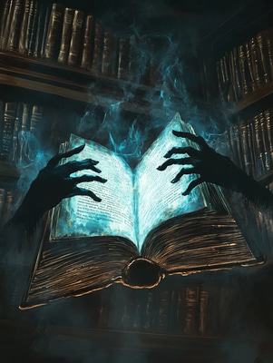 Cursed Book Glowing Rune Illustration - Dark Horror Artwork for Immersive Visual Storytelling and Creative Projects
