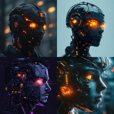 Futuristic Cyborg Pixel Portrait - Creative Pixel Art Portraits for Digital Artists and Game Designers