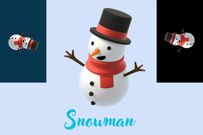 3D Snowman Winter Scene - Immersive 3D Winter Template for Designers and Creators