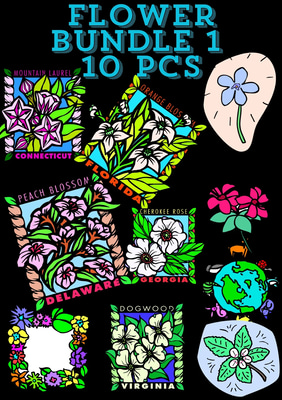 10+ Floral Pack - Handpicked Blooms - Artistic Nature & Landscape Doodle Illustrations for Creative Projects and Branding