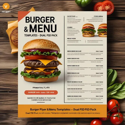 Burger Flyer & Menu Templates Dual PSD Pack - Versatile Marketing Designs for Restaurants and Food Promotions