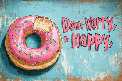 Donut Character with Attitude - Funny Wall Art for Playful Spaces and Creative Decor