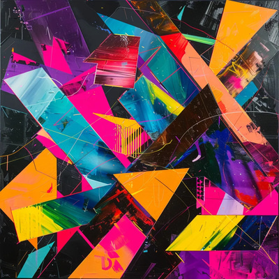 Neon Abstract Trapezoids - Asymmetrical Expressionism - Vibrant Abstract Art for Contemporary Creative Spaces and Brand Projects