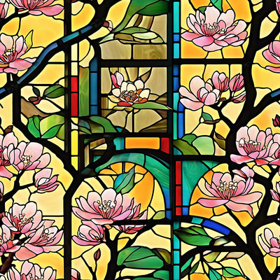 100 Jewel-Tone Floral Glass Patterns - Vibrant Botanical Textures for Designers and Creative Projects