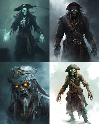 Cursed Pirate Ghost Art - Haunting Dark Horror Characters for Creative Projects and Storytelling