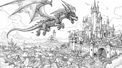 Dragon Coloring Page - Fantasy Coloring Pages for Creative Play and Relaxation