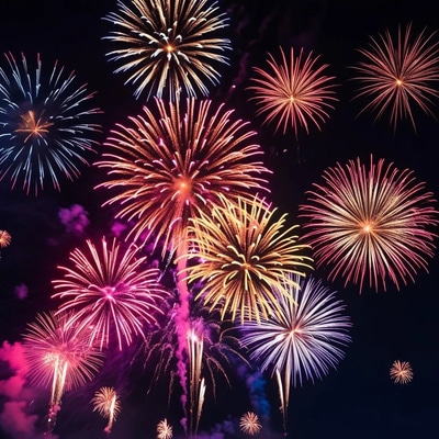 Colorful Night Fireworks Display - Vibrant Stock Video for Event Highlights and Festive Productions