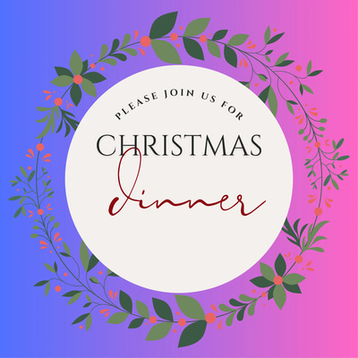 Christmas Dinner Party Invitation Square - Festive Holiday Greeting Card Template for Elegant Seasonal Celebrations