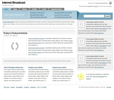 Internet Portal Multi-Section Layout - Modern CSS Website Theme for Web Services and Digital Platforms