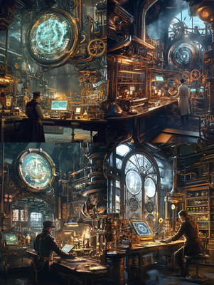 Steam-Powered Steampunk Train with Intricate Detailing - Futuristic Sci-Fi Steampunk Digital Art for Creative Projects