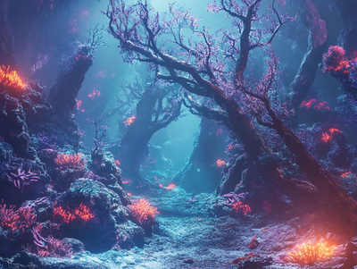 Coral Spires Aquatic Urban Oasis - Immersive Digital Urban Environment Art for Creative Visuals and Storytelling