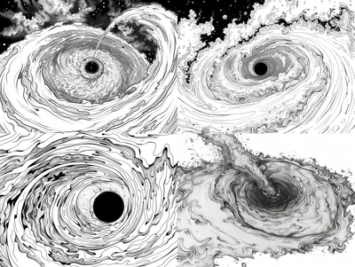 Black Hole Coloring Page - Intricate Space & Astronomy Art for Creative Relaxation and Educational Fun