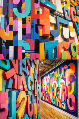 Playful Typography - Colorful & Whimsical Letters - Vibrant Wall Art for Creative Spaces and Inspiring Interiors