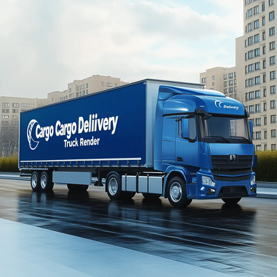 Cargo Delivery Truck Render - High-Quality 3D Model for Logistics and Transport Visualizations