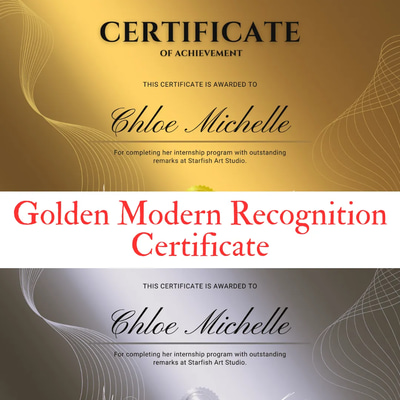 Golden Modern Recognition Certificate - Sleek Editable Award Template for Professional Achievement and Training Success