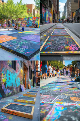 Chalkboard Section Graffiti - Interactive Urban Graffiti Art for Engaging Creative Spaces