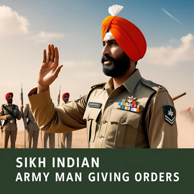 Sikh Indian Army Man Giving Orders - Commanding Military Security Stock Footage for Tactical and Documentary Use