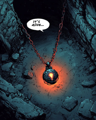 Cursed Necklace Comic Panel - Dark Horror Comic Art for Immersive Storytelling and Graphic Design