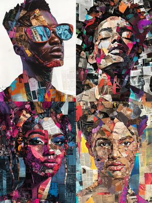 Digital Multimedia Collage Contemporary Wall Art - Modern Mixed Media Decor for Stylish Interiors and Creative Spaces