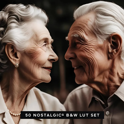 50 Nostalgic B&W LUT Set - Timeless Black & White Color Grading Presets for Cinematic Photography and Video Editing