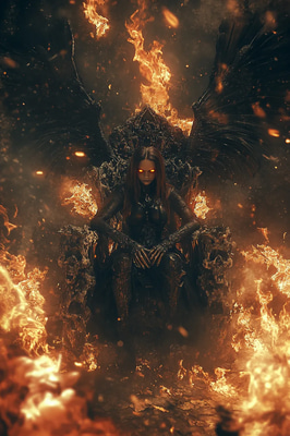 Demon Queen On Throne - Digital Dark Fantasy Art for Immersive Horror and Gothic Creators