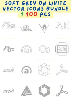 100+ Icons - Soft Grey on White Free Sample - Minimalist PixelGlyph Icon Set for Clean UI and Modern Digital Projects