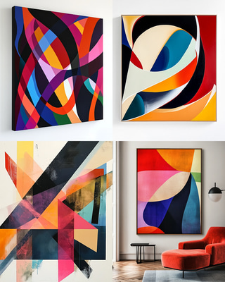Bold Asymmetrical Abstract Wall Art Design - Vibrant Contemporary Artwork for Modern Home and Office Decor