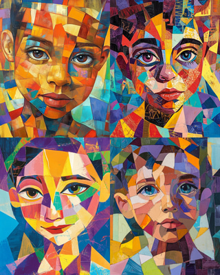 Cubist Portrait V2 - Modern Cubist Portrait Art for Creative Studios and Visual Storytelling